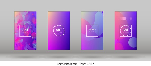 Fluid Shapes. Horizontal Orientation. Modern Geometric Pattern. Banner Design Composition. Set of Colorfull Background.