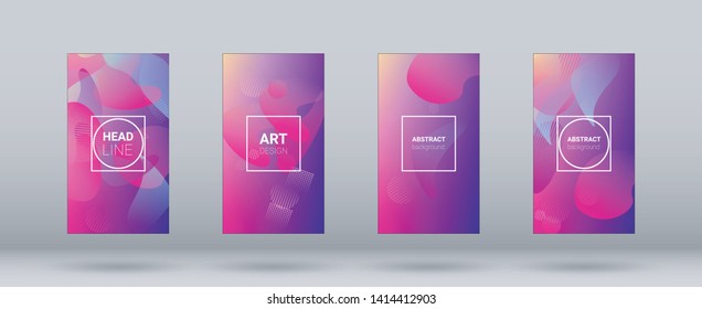 Fluid Shapes. Horizontal Orientation. Modern Geometric Pattern. Banner Design Composition. Set of Colorfull Background.