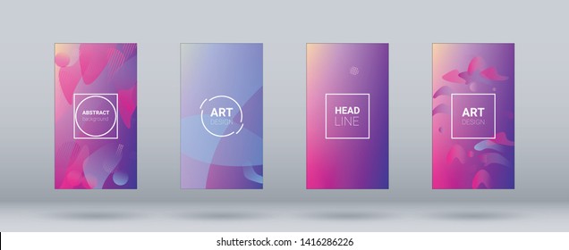 Fluid Shapes. Horizontal Orientation. Modern Geometric Pattern. Banner Design Composition. Set of Colorfull Background.