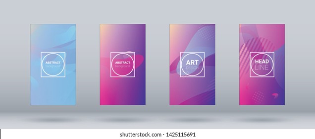 Fluid Shapes. Horizontal Orientation. Modern Geometric Pattern. Banner Design Composition. Set of Colorfull Background.