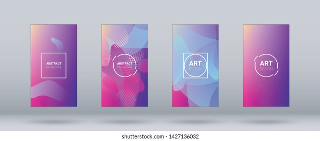 Fluid Shapes. Horizontal Orientation. Modern Geometric Pattern. Banner Design Composition. Set of Colorfull Background.