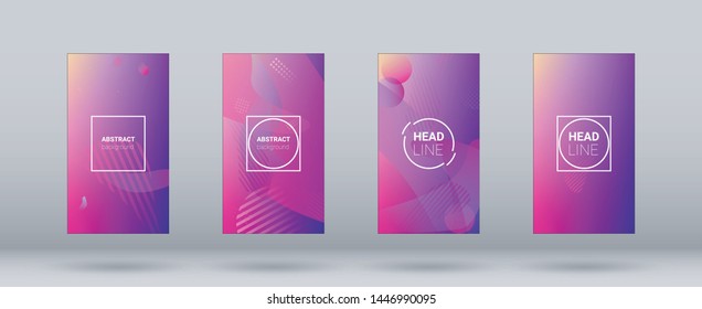 Fluid Shapes. Horizontal Orientation. Modern Geometric Pattern. Banner Design Composition. Set of Gradient Background.
