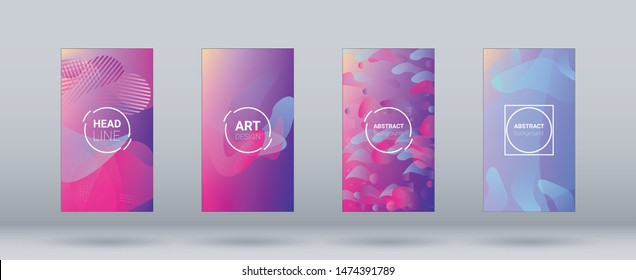 Fluid Shapes. Horizontal Orientation. Modern Geometric Pattern. Banner Design Composition. Set of Colorfull Background.