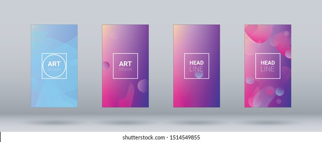 Fluid Shapes. Horizontal Orientation. Modern Geometric Pattern. Banner Design Composition. Set of Gradient Background.