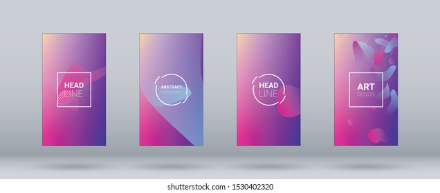 Fluid Shapes. Horizontal Orientation. Modern Geometric Pattern. Banner Design Composition. Set of Gradient Background.