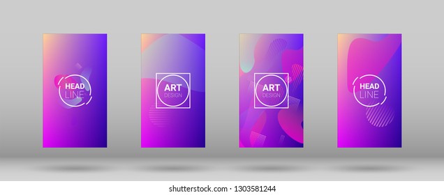 Fluid Shapes. Modern Geometric Pattern. Banner Design Composition. Horizontal Orientation. Set of Gradient Background.
