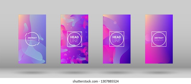 Fluid Shapes. Modern Geometric Pattern. Horizontal Orientation. Banner Design Composition. Set of Gradient Background.