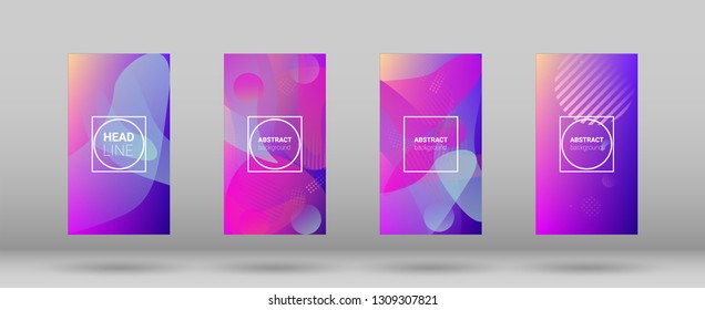 Fluid Shapes. Modern Geometric Pattern. Horizontal Orientation. Banner Design Composition. Set of Colorfull Background.