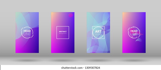 Fluid Shapes. Modern Geometric Pattern. Banner Design Composition. Horizontal Orientation. Set of Colorfull Background.