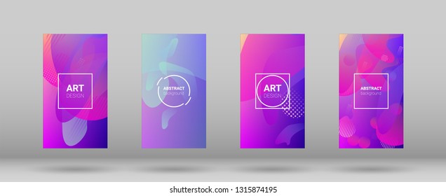 Fluid Shapes. Modern Geometric Pattern. Banner Design Composition. Horizontal Orientation. Set of Gradient Background.