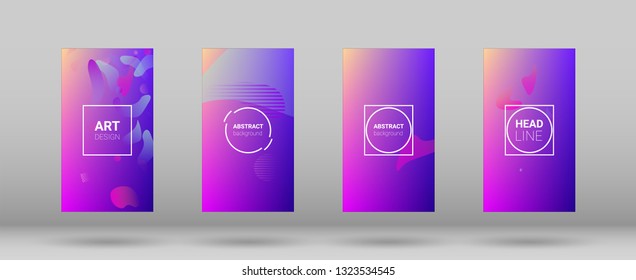 Fluid Shapes. Modern Geometric Pattern. Horizontal Orientation. Banner Design Composition. Set of Colorfull Background.