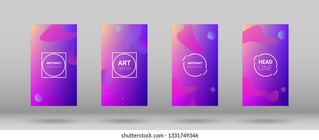 Fluid Shapes. Modern Geometric Pattern. Horizontal Orientation. Banner Design Composition. Set of Colorfull Background.