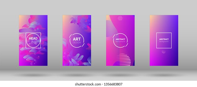 Fluid Shapes. Modern Geometric Pattern. Horizontal Orientation. Banner Design Composition. Set of Colorfull Background.