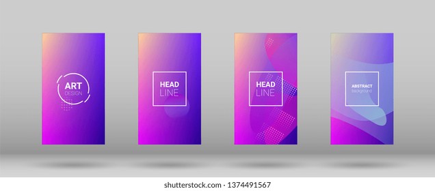 Fluid Shapes. Modern Geometric Pattern. Horizontal Orientation. Banner Design Composition. Set of Colorfull Background.