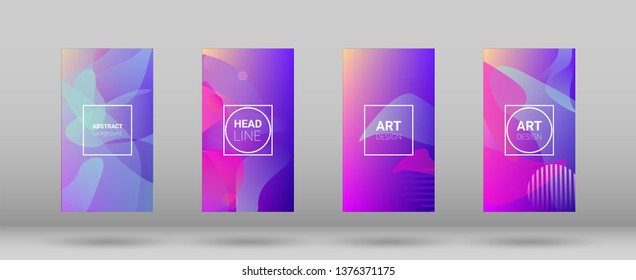 Fluid Shapes. Modern Geometric Pattern. Horizontal Orientation. Banner Design Composition. Set of Gradient Background.