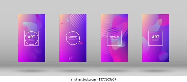 Fluid Shapes. Modern Geometric Pattern. Banner Design Composition. Horizontal Orientation. Set of Colorfull Background.