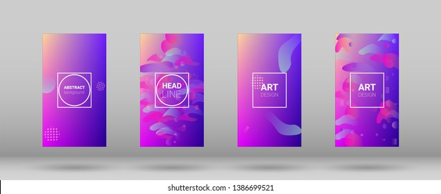Fluid Shapes. Modern Geometric Pattern. Banner Design Composition. Horizontal Orientation. Set of Colorfull Background.