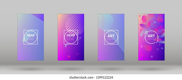 Fluid Shapes. Modern Geometric Pattern. Horizontal Orientation. Banner Design Composition. Set of Gradient Background.