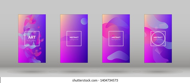 Fluid Shapes. Modern Geometric Pattern. Banner Design Composition. Horizontal Orientation. Set of Colorful Background.