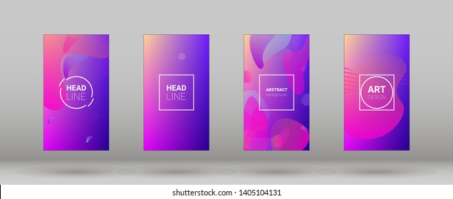 Fluid Shapes. Modern Geometric Pattern. Horizontal Orientation. Banner Design Composition. Set of Colorfull Background.