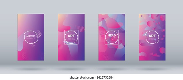 Fluid Shapes. Modern Geometric Pattern. Banner Design Composition. Horizontal Orientation. Set of Colorfull Background.