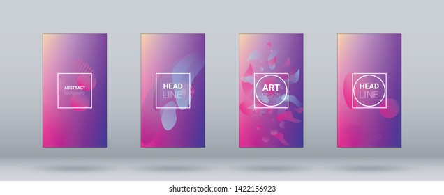 Fluid Shapes. Modern Geometric Pattern. Banner Design Composition. Horizontal Orientation. Set of Gradient Background.