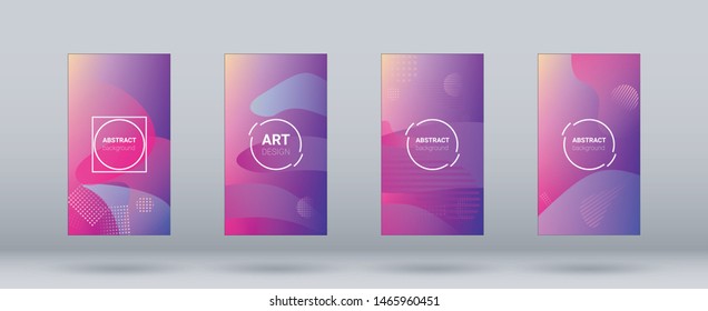 Fluid Shapes. Modern Geometric Pattern. Banner Design Composition. Horizontal Orientation. Set of Gradient Background.