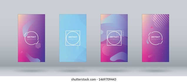 Fluid Shapes. Modern Geometric Pattern. Horizontal Orientation. Banner Design Composition. Set of Colorfull Background.