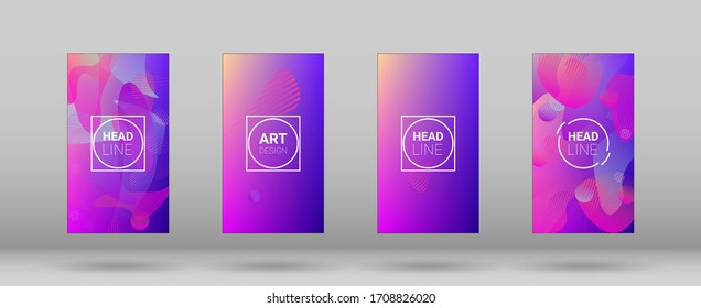 Fluid Shapes. Modern Geometric Pattern. Banner Design Composition. Horizontal Orientation. Set of Colorfull Background.