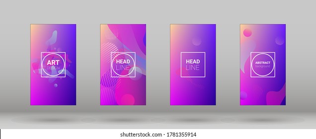 Fluid Shapes. Modern Geometric Pattern. Horizontal Orientation. Banner Design Composition. Set of Colorfull Background.