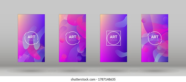 Fluid Shapes. Modern Geometric Pattern. Horizontal Orientation. Banner Design Composition. Set of Colorfull Background.