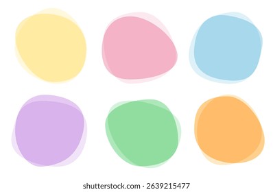 Fluid shapes in pastel colors of pink, yellow and blue.