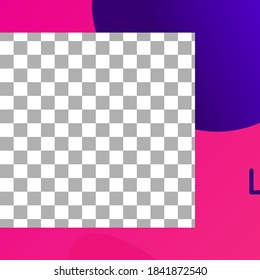 Fluid shapes post. Trendy photo frame post template. Blank collage editable, promo minimal mockup. Vector illustration