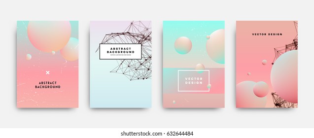Fluid shapes poster covers set with modern hipster and memphis background colors. Vector templates for placards, banners, flyers, presentations and reports.