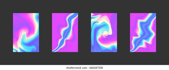 Fluid shapes poster covers set with modern hipster background colors. Music waves. Vector templates for banners, flyers, presentations, placards, and annual reports.