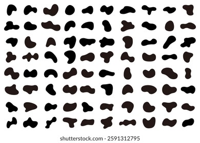 Fluid shapes, squishy, ​​liquid, illustration set, loose shapes, silhouettes, variations, vector