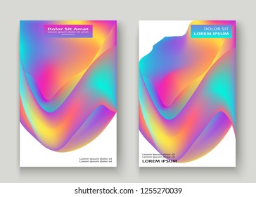 Fluid shapes. Wavy liquid background. Bright abstract backdrop concept. Trendy gradient waves design set template vector Poster Layout Magazine Flyer Banner Brochure Cover