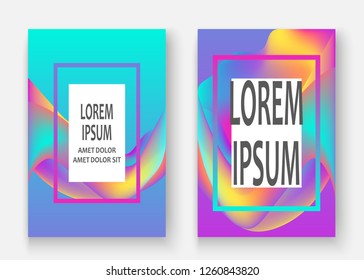 Fluid shapes. Wavy liquid background. Bright abstract backdrop concept. Trendy gradient waves design set template vector Poster Layout Magazine Flyer Banner Brochure Cover