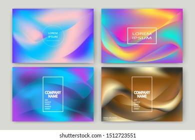 Fluid shapes. Wavy liquid background. Bright neon abstract backdrop concept. Trendy gradient waves design set template vector Poster Layout Magazine Flyer Banner Brochure Cover