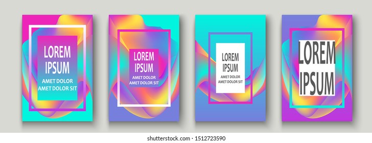 Fluid shapes. Wavy liquid background. Bright abstract neon backdrop concept. Trendy gradient waves design set template vector Poster Layout Magazine Flyer Banner Brochure Cover