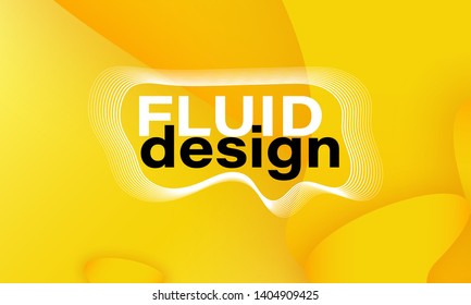 Fluid shapes. Yellow 3D background. Modern design. Liquid background. Vector illustration.