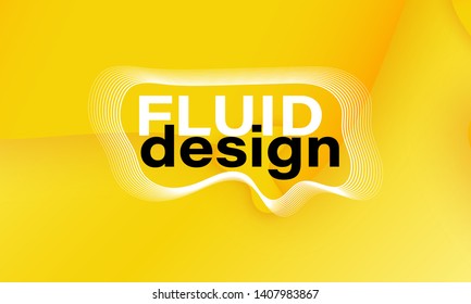 Fluid shapes. Yellow 3D background. Modern design. Liquid background. Vector illustration.