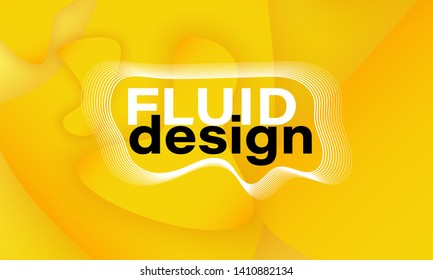 Fluid shapes. Yellow 3D background. Modern design. Liquid background. Vector illustration.