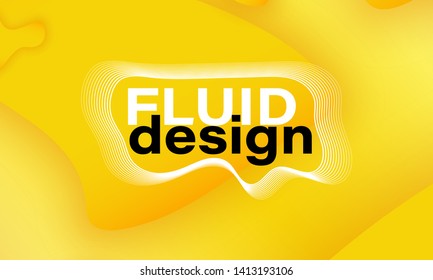 Fluid shapes. Yellow 3D background. Modern design. Liquid background. Vector illustration.