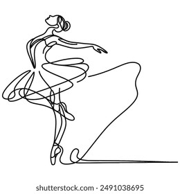 A fluid sketch captures the dancer mid-leap, her body arcing through imaginary space.