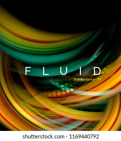 Fluid smooth wave abstract background, flowing glowing color motion concept, trendy abstract layout template for business or technology presentation or web brochure cover, wallpaper. Vector