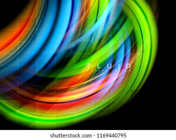 Fluid smooth wave abstract background, flowing glowing color motion concept, trendy abstract layout template for business or technology presentation or web brochure cover, wallpaper. Vector