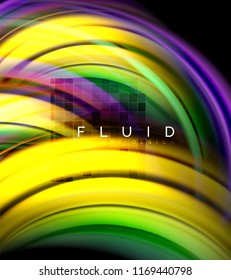 Fondo abstracto de oleaje fluido, concepto de movimiento de color brillante, plantilla de diseño abstracto de moda para presentación de negocios o tecnología o portada de folletos web, fondo de pantalla. Vector