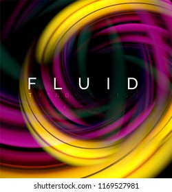 Fluid smooth wave abstract background, flowing glowing color motion concept, trendy abstract layout template for business or technology presentation or web brochure cover, wallpaper. Vector