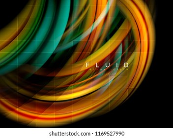 Fluid smooth wave abstract background, flowing glowing color motion concept, trendy abstract layout template for business or technology presentation or web brochure cover, wallpaper. Vector